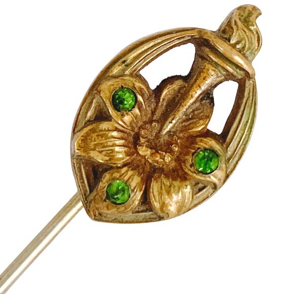 Antique Signed HA & Co Art Nouveau Edwardian Stick Pin Silver? Original Box - Picture 1 of 15